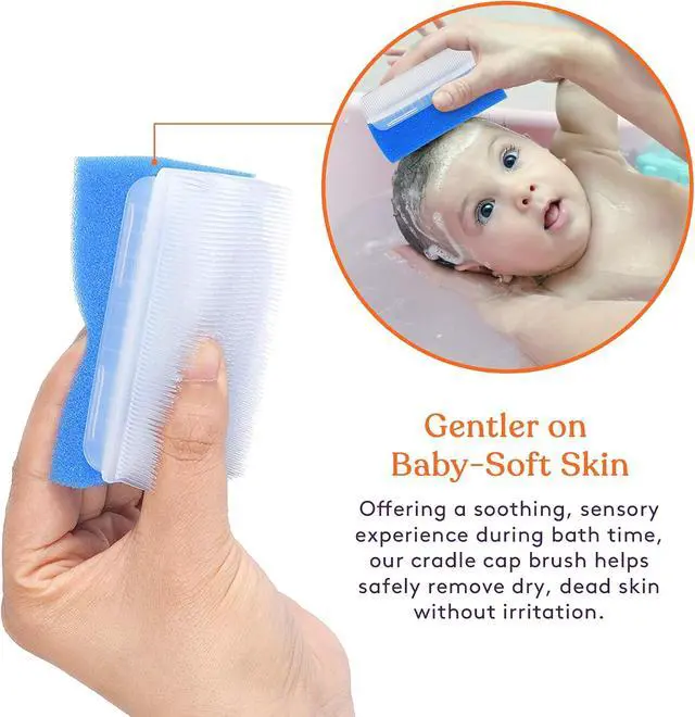 Alt view image 7 of 7 - Special Supplies (6 Pack) Baby Bath Sponges Soft Foam Sensory Scrubber with Cradle Cap Bristle Brush - Body, Hair, and Scalp Cleaning - Gentle on Infant, Toddler Sensitive Skin - Great Sensory Feel