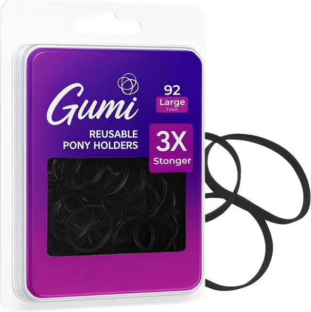 Main image of Gumi good Hair Elastics - Ouchless No Damage Elastic Hair Bands (Black - Large)