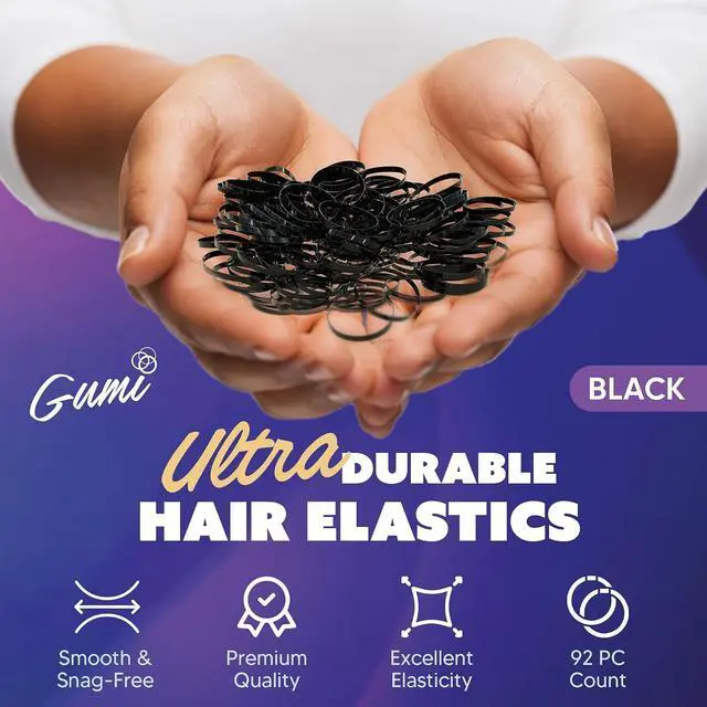 Alt view image 2 of 6 - Gumi good Hair Elastics - Ouchless No Damage Elastic Hair Bands (Black - Large)