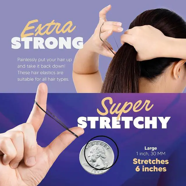 Alt view image 3 of 6 - Gumi good Hair Elastics - Ouchless No Damage Elastic Hair Bands (Black - Large)