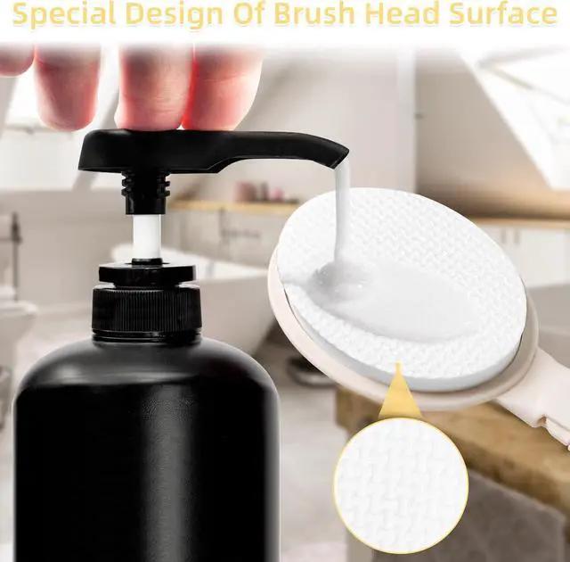 Alt view image 6 of 6 - LFJ 19" Long Handle Shower Sponge Brush Set, 3 in 1 Body Brush, Bath Sponge and Lotion Applicator Improved Skin Health, Suitable for Men and Women (White Brush-1P)
