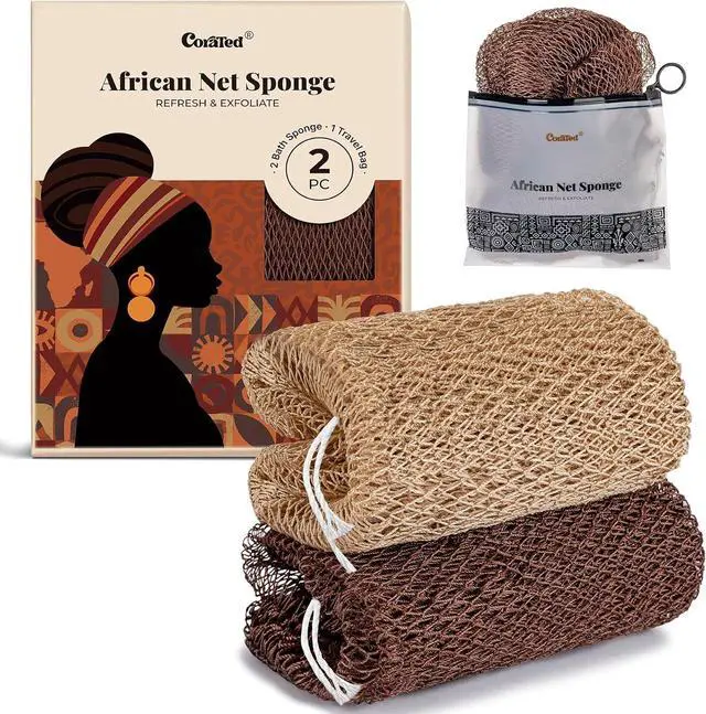 Main image of CORATED African Net Sponge Authentic, Shower Loofah Exfoliating Bath Sponge
