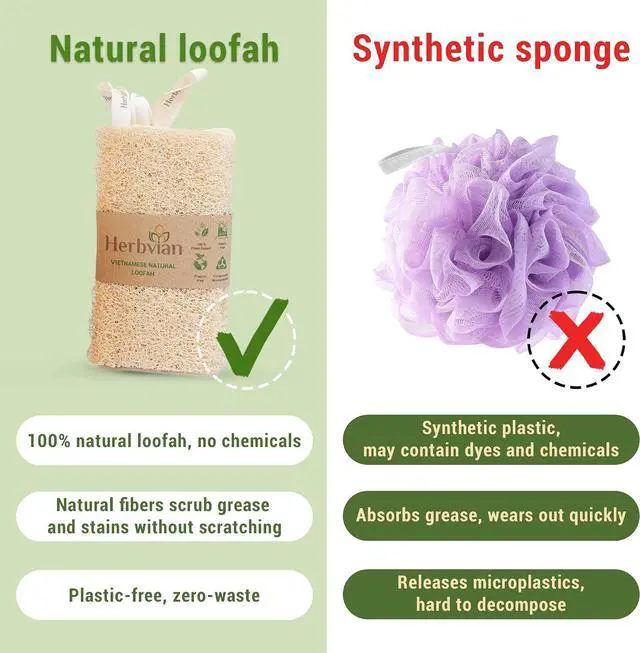 Alt view image 5 of 7 - Natural Vietnamese Loofah Sponge, 100% Plant-Based Luffa Exfoliating Body Scrubber for Shower, Multi-Functional for Kitchen, Ideal for Men & Women, Spa & for Pet (2pcs/Pack)