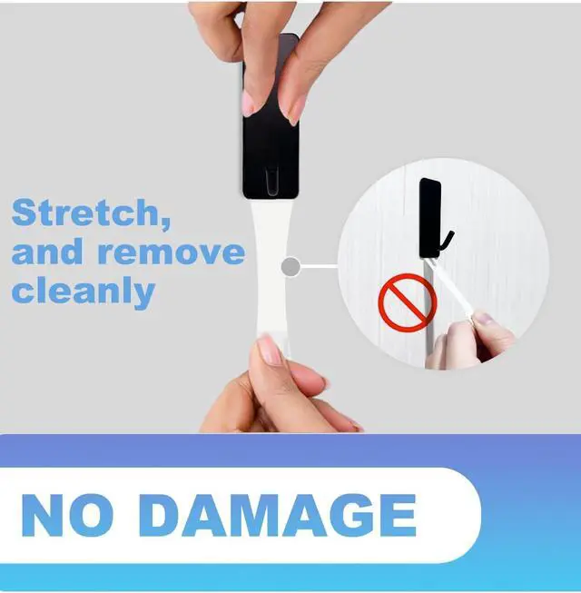 Alt view image 2 of 6 - 5 Pcs Towel Hooks with Removable Strips for HangingAdhesive Wall Hooks Heavy DutyOutdoor Hooks No DamageSticky Hooks for BathroomsShowerStockingsDecorRobeMediumBlack 304 Stainless Steel