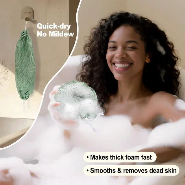 Alt view image 3 of 7 - African Net Sponge Authentic-4 Packs African Exfoliating Net Sponge,Bath Sponges for Shower,42 inch Long for Normal to Sensitive Skin, for Daily use, Body Exfoliator Shower (Green,Pink,Blue,Grey)