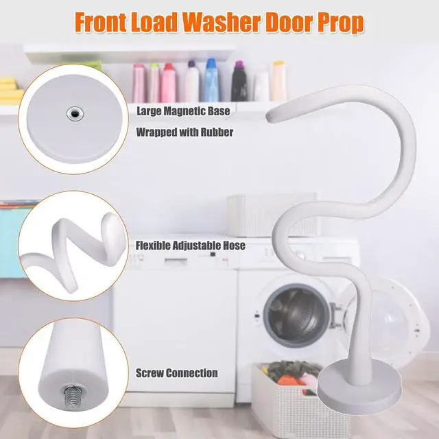 Alt view image 2 of 7 - Front Load Washer Door Prop and Stopper - Magnetic Washing Machine Door Holder with 2.6-Inch Magnet Base, Removable Washer Door Stopper Keep Washer Door Open to Prevent Odors (White)