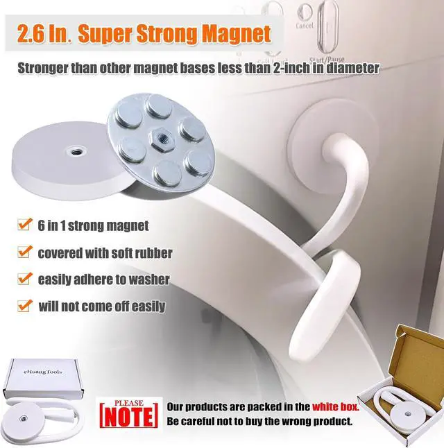 Alt view image 3 of 7 - Front Load Washer Door Prop and Stopper - Magnetic Washing Machine Door Holder with 2.6-Inch Magnet Base, Removable Washer Door Stopper Keep Washer Door Open to Prevent Odors (White)