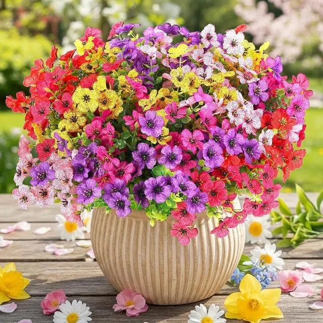 Main image of CEWOR Artificial Flowers for Outdoors UV Resistant Silk Daisy Flowers