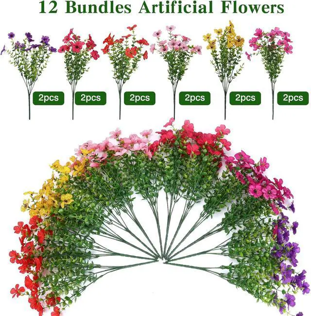 Alt view image 3 of 7 - CEWOR Artificial Flowers for Outdoors UV Resistant Silk Daisy Flowers