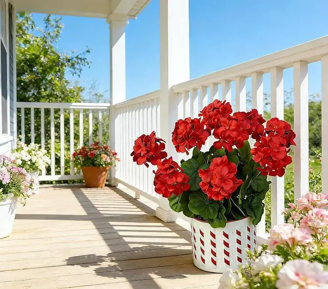 Alt view image 2 of 7 - 18'' Artificial Geraniums Realistic Silk Flowers for Outdoor