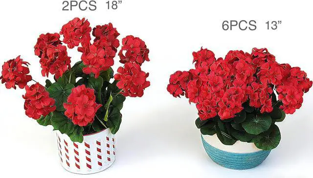 Alt view image 7 of 7 - 18'' Artificial Geraniums Realistic Silk Flowers for Outdoor