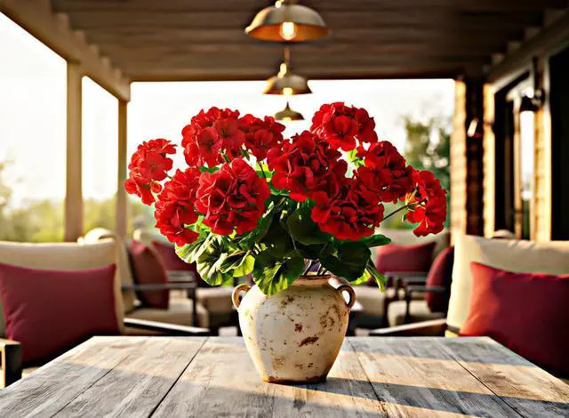 Alt view image 6 of 7 - 18'' Artificial Geraniums Realistic Silk Flowers for Outdoor