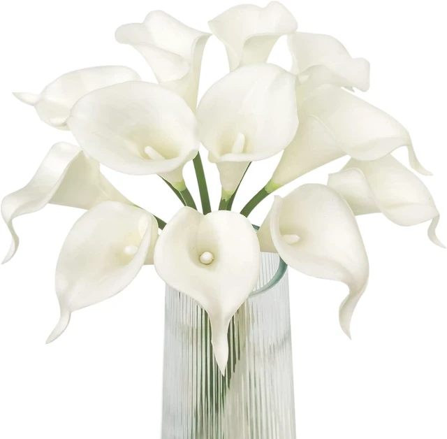 Main image of Letjolt White Artificial Calla Lily 12Pcs Realistic Flowers Bouquet
