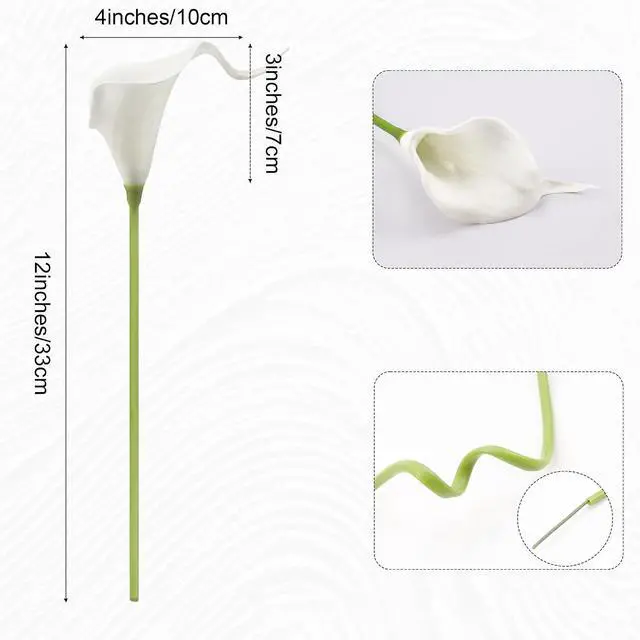 Alt view image 2 of 7 - 12Pcs White Calla Lily Artificial Flowers for Wedding Bouquet