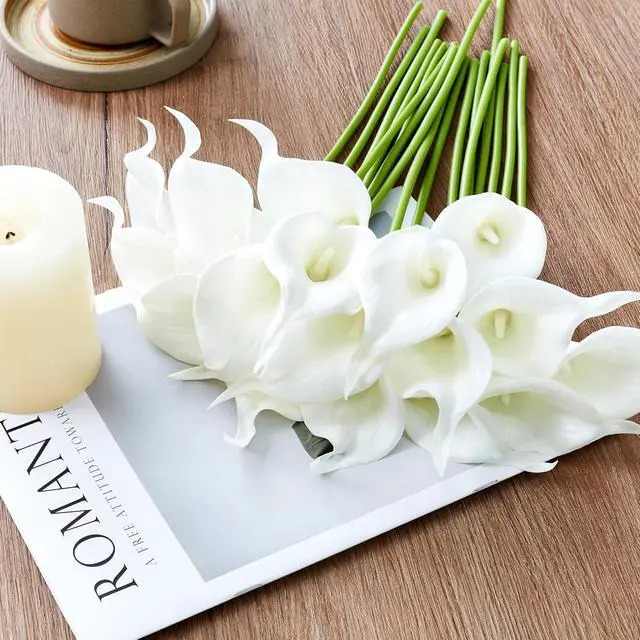 Alt view image 4 of 7 - 12Pcs White Calla Lily Artificial Flowers for Wedding Bouquet