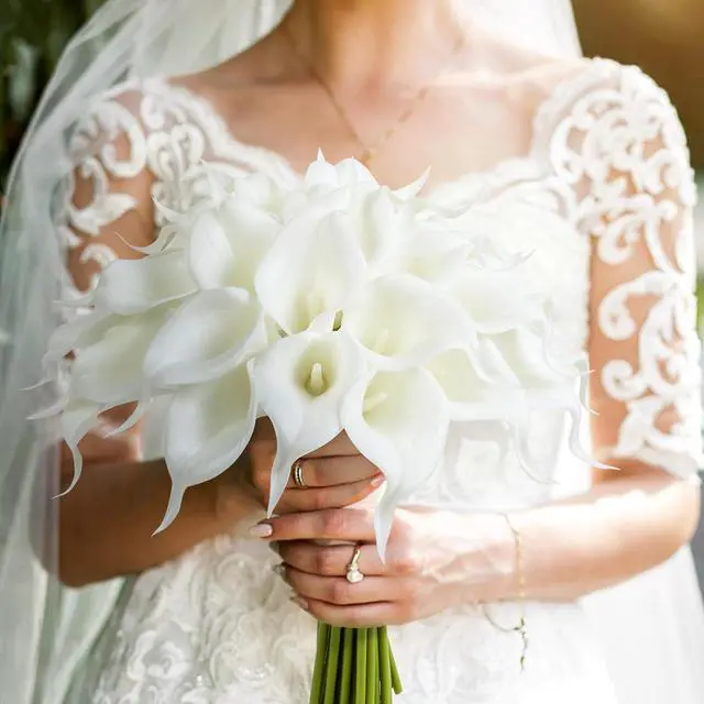 Alt view image 5 of 7 - 12Pcs White Calla Lily Artificial Flowers for Wedding Bouquet