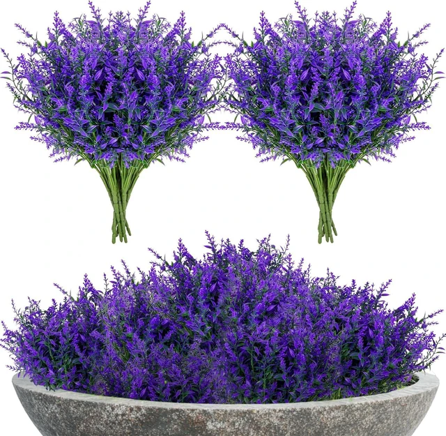 Main image of UV Resistant Artificial Lavender Flowers - 7 Pcs Faux Lavender Plants