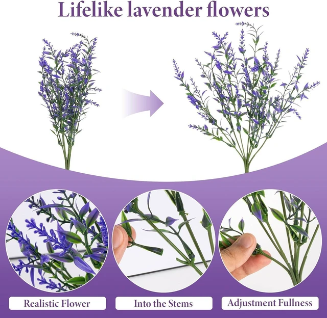 Alt view image 3 of 6 - UV Resistant Artificial Lavender Flowers - 7 Pcs Faux Lavender Plants