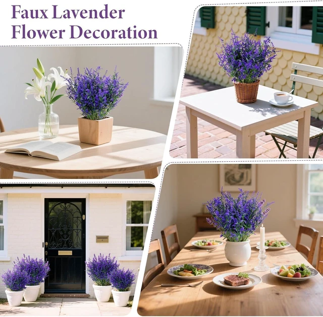 Alt view image 6 of 6 - UV Resistant Artificial Lavender Flowers - 7 Pcs Faux Lavender Plants