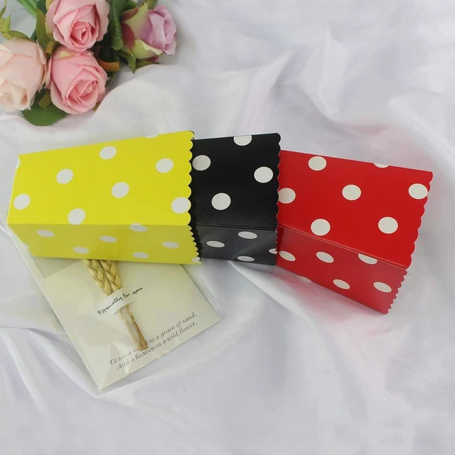 Alt view image 2 of 6 - Red Black Yellow Paper Popcorn Boxes 36pcs, Cardboard Polka Dot Popcorn Containers for Party Favor (red black yellow, 36pcs)