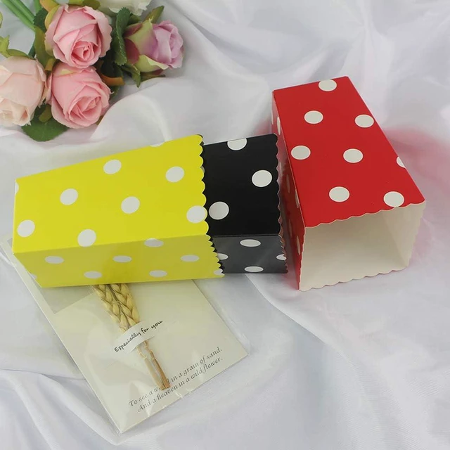 Alt view image 3 of 6 - Red Black Yellow Paper Popcorn Boxes 36pcs, Cardboard Polka Dot Popcorn Containers for Party Favor (red black yellow, 36pcs)