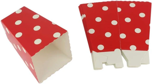 Alt view image 4 of 6 - Red Black Yellow Paper Popcorn Boxes 36pcs, Cardboard Polka Dot Popcorn Containers for Party Favor (red black yellow, 36pcs)