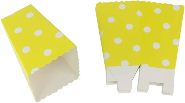 Alt view image 5 of 6 - Red Black Yellow Paper Popcorn Boxes 36pcs, Cardboard Polka Dot Popcorn Containers for Party Favor (red black yellow, 36pcs)