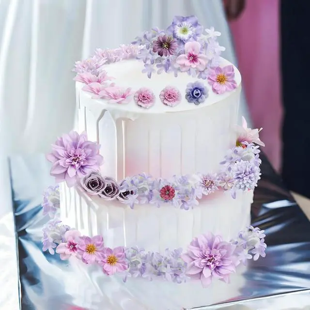 Alt view image 5 of 7 - QUOZUO Artificial Flower Heads, Mini Silk Roses Peonies Daisy Purple Floral Fake Flower Heads for DIY Wreath Gift, Cake Decorations, Table Centerpieces, Party Wedding Home Decoration, 26PCS