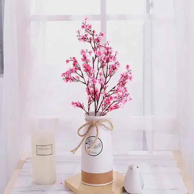 Alt view image 2 of 7 - 5 Pcs Fake Flowers, Real Touch Babys Breath Artificial Flowers, Pink