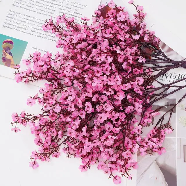 Alt view image 5 of 7 - 5 Pcs Fake Flowers, Real Touch Babys Breath Artificial Flowers, Pink