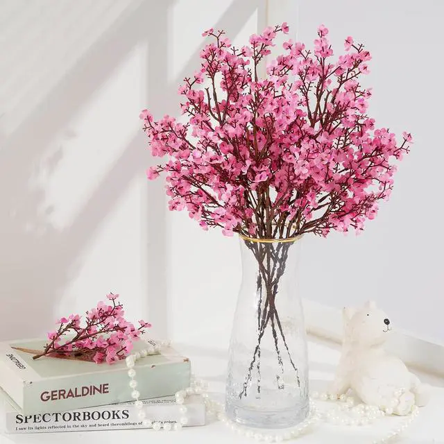 Alt view image 6 of 7 - 5 Pcs Fake Flowers, Real Touch Babys Breath Artificial Flowers, Pink