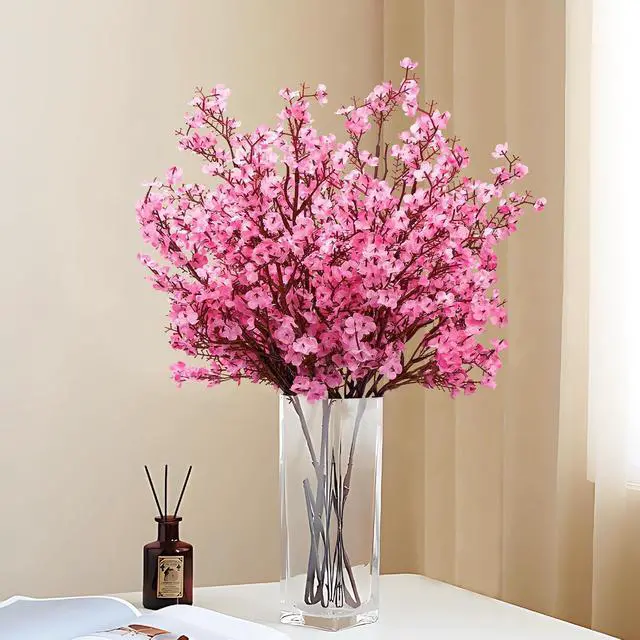Alt view image 7 of 7 - 5 Pcs Fake Flowers, Real Touch Babys Breath Artificial Flowers, Pink