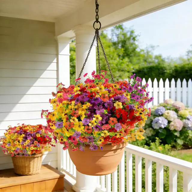 Alt view image 2 of 7 - 12 Bundles Artificial Flowers for Outdoor Fake Plastic Flowers Faux Plants