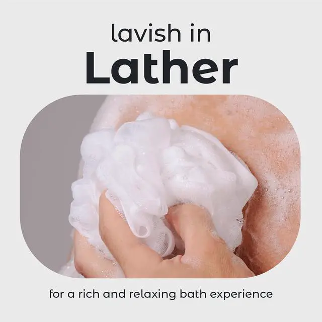 Alt view image 4 of 7 - MainBasics Shower Loofah Sponge Pouf, Set of 3, Snow White