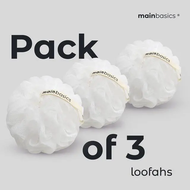 Alt view image 6 of 7 - MainBasics Shower Loofah Sponge Pouf, Set of 3, Snow White