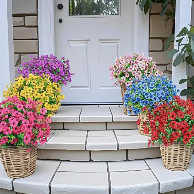 Alt view image 3 of 7 - Ouddy Decor 12 Pcs Artificial Flowers for Outdoors Decorations, Multicolor