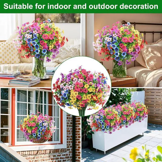 Alt view image 4 of 7 - Ouddy Decor 12 Pcs Artificial Flowers for Outdoors Decorations, Multicolor
