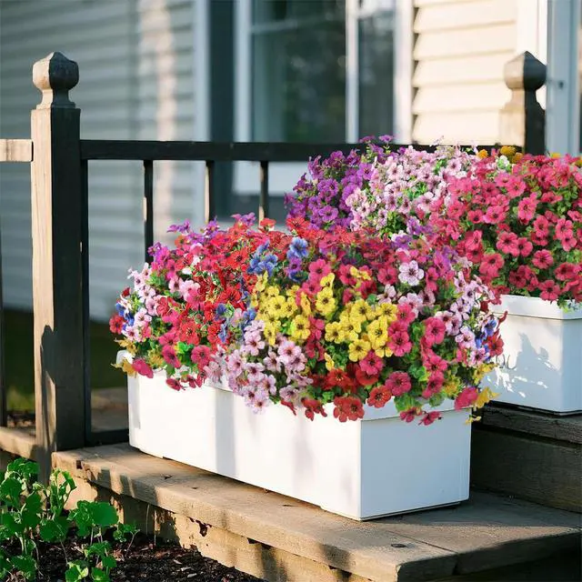 Alt view image 6 of 7 - Ouddy Decor 12 Pcs Artificial Flowers for Outdoors Decorations, Multicolor