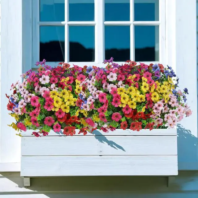 Alt view image 7 of 7 - Ouddy Decor 12 Pcs Artificial Flowers for Outdoors Decorations, Multicolor