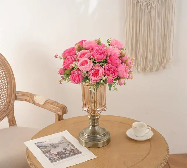 Alt view image 7 of 7 - 2-Pack Pink & Rose Red Artificial Peony Bouquets for Table Decor