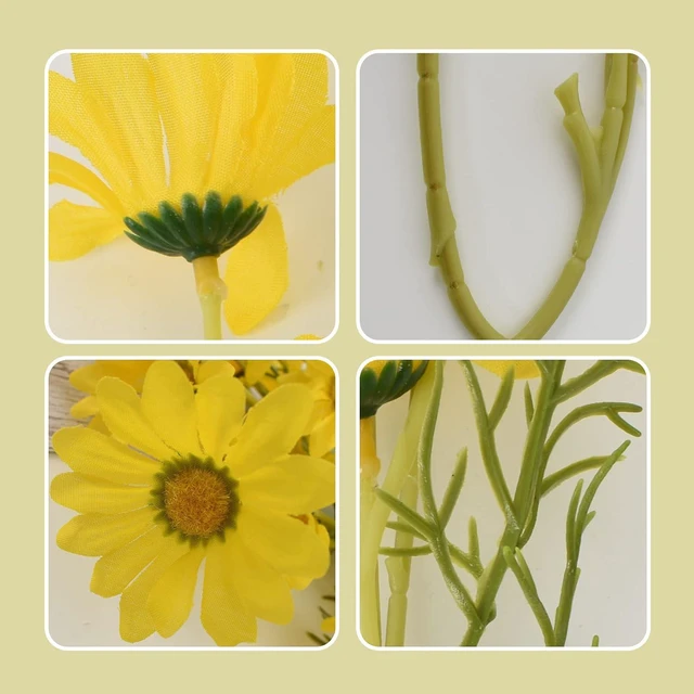 Alt view image 6 of 7 - Artificial Daisy Flowers 6 Bundles 21 Faux Silk Daisy Flowers with Stems for Home Garden Vase Décor (Yellow)