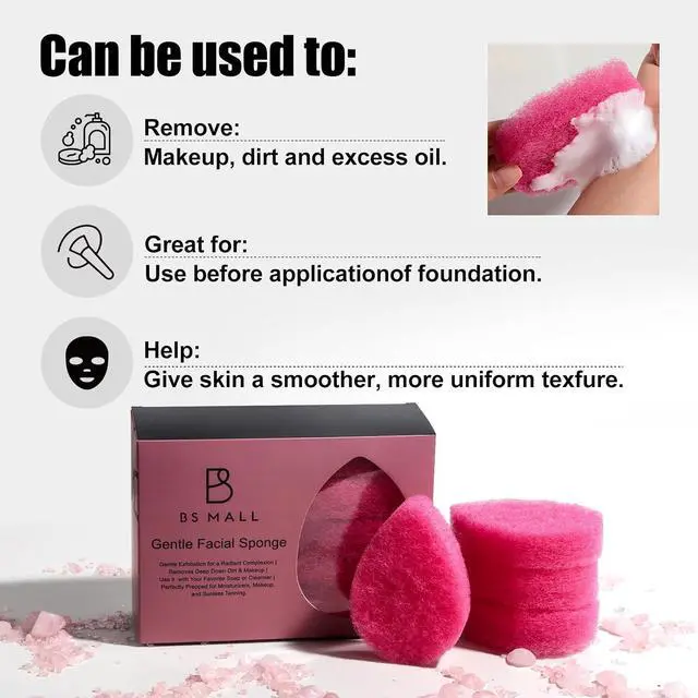 Alt view image 5 of 6 - BS-MALL Facial Sponge 12 Pcs Exfoliating Face Scrubber for Deep Cleansing, Removes Blackheads, Reusable Design, Perfect for Skin Care Routine (Hot Pink-Soft Texture)