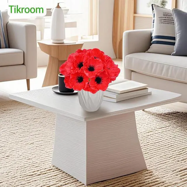 Alt view image 7 of 7 - 10Pcs Red Poppy Artificial Flowers 11" Real Touch No Fade PU Fake Flowers