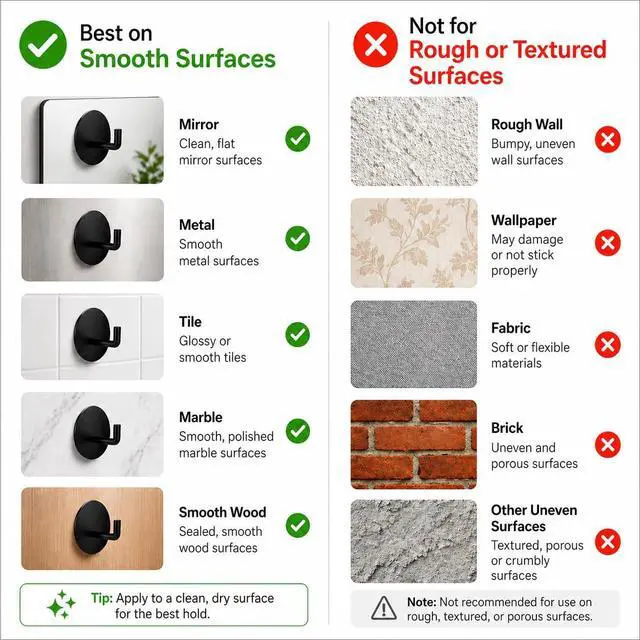 Alt view image 7 of 7 - Removable Towel Hooks for Bathrooms, Heavy Duty Adhesive Hooks for Walls No Damage, Black Home Storage Hooks for Inside Shower, Sticky Hooks for Hanging Robe Coat Loofah Clothes Kitchen, 14Pcs Sus304