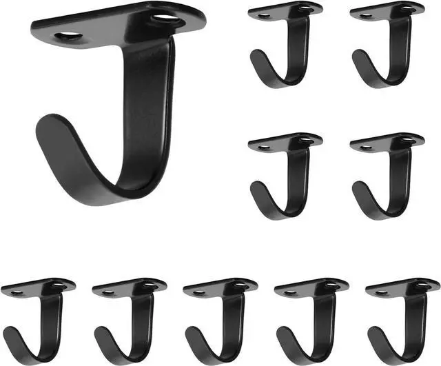 Main image of NearMoon Stainless Steel Screw Mounted Ceiling Hooks, Under-Shelf Towel/Robe Clothes Hook Heavy Duty Coat Hanger for Bathroom Kitchen Cabinet Garage, 10 Pack (Matte Black)