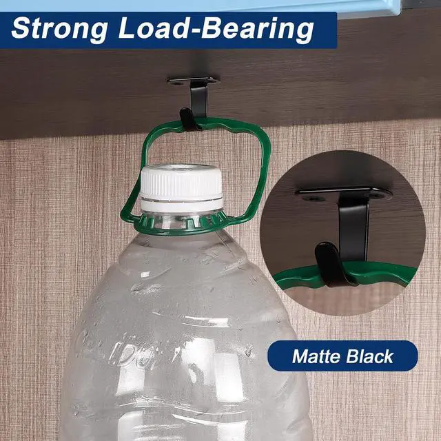 Alt view image 7 of 7 - NearMoon Stainless Steel Screw Mounted Ceiling Hooks, Under-Shelf Towel/Robe Clothes Hook Heavy Duty Coat Hanger for Bathroom Kitchen Cabinet Garage, 10 Pack (Matte Black)