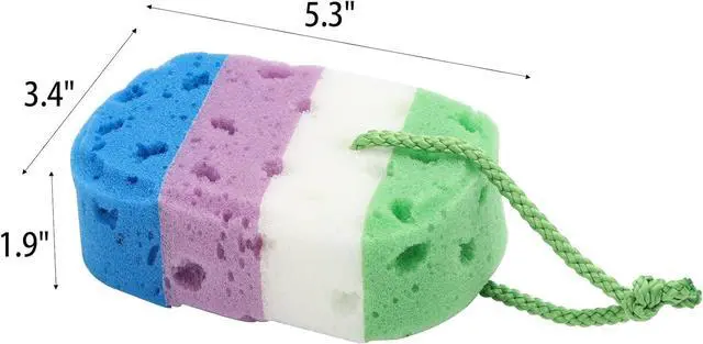 Alt view image 2 of 7 - BTYMS 3 Pieces Exfoliating Bath Sponge Body Sponges Shower Loofah Soft Bathing Pouf Foam Lufa Body Scrubber