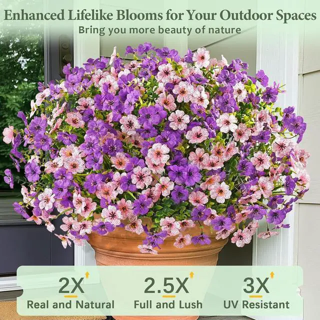 Alt view image 3 of 7 - Yastouay 12 Bundles Artificial Flowers for Outdoors Decoration UV Resistant