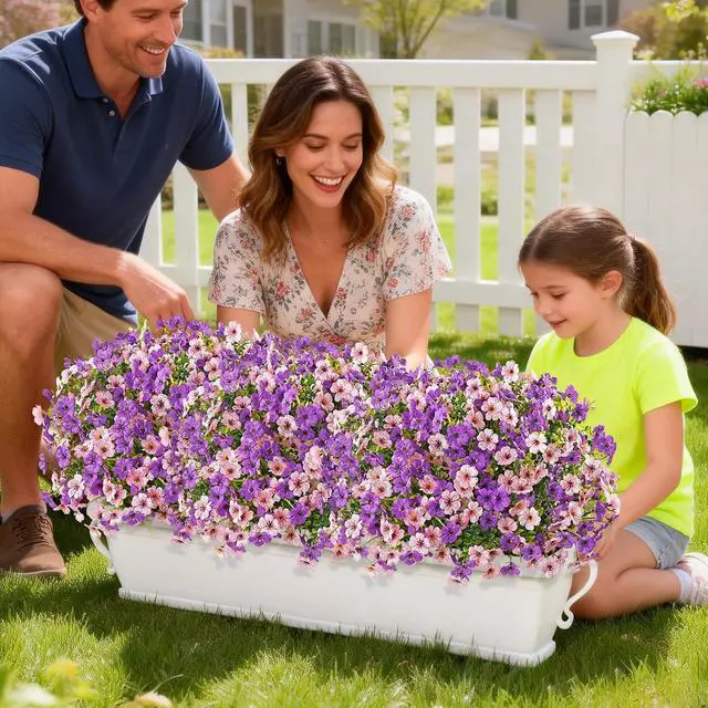 Alt view image 7 of 7 - Yastouay 12 Bundles Artificial Flowers for Outdoors Decoration UV Resistant