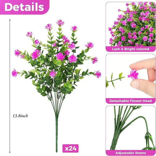 Alt view image 2 of 6 - Roberly 24 Bundles Artificial Flowers for Outdoors Fake Plants, Fuchsia